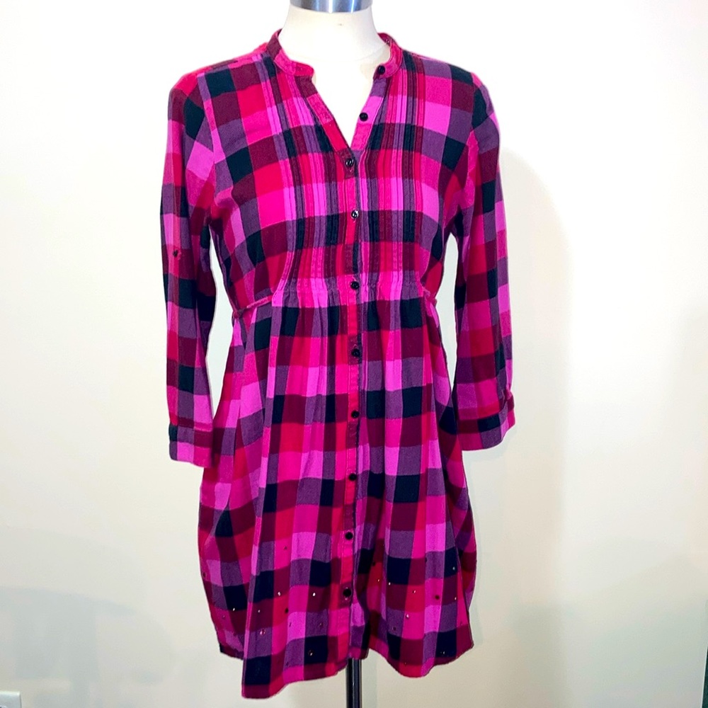 Women’s VICTORIA’S SECRET PINK Embellished Flannel Plaid Dress with Rhinestones